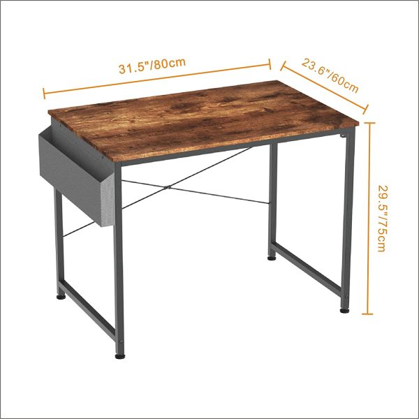 31.5 inch Computer Desk with n-Woven Storage Bag, Office Work Desk for Small Spaces, Writing Study, Industry Modern Table for Bedroom, Home, Office - Image 6