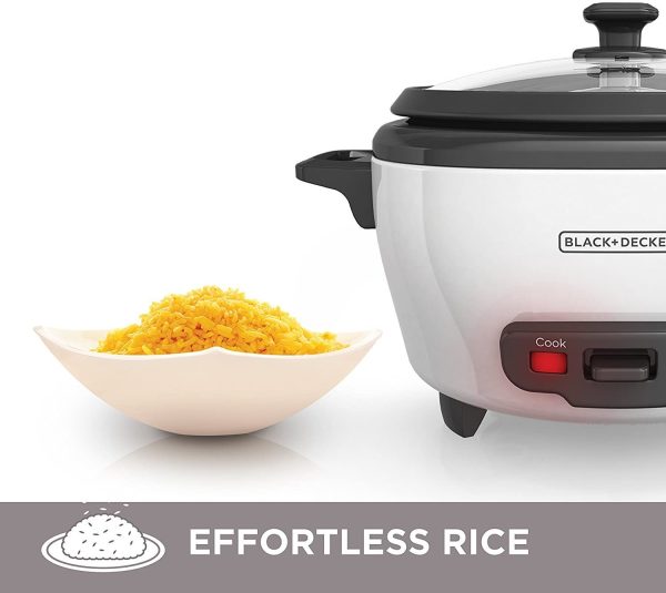 BLACK+DECKER 2-in-1 Rice Cooker and Food Steamer, 6 Cup (3 Cup Uncooked), White, RC506C - Image 4