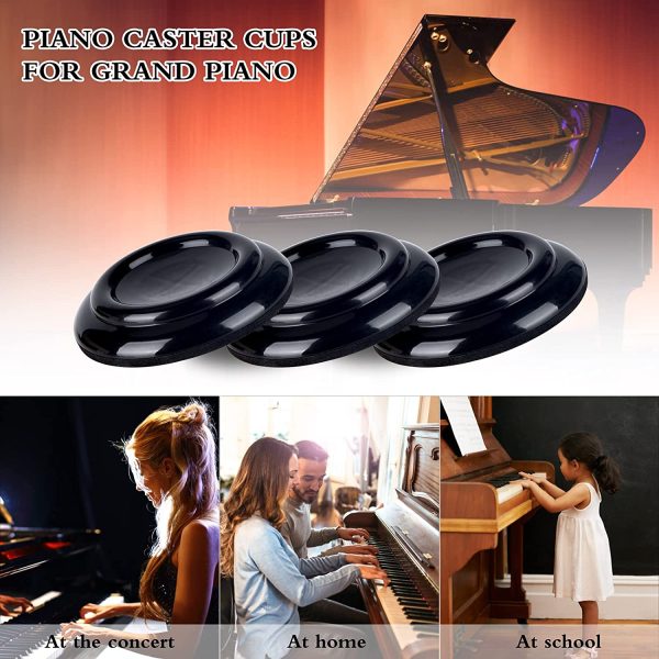 4 Pieces Piano Caster Cups Upright Piano Wheels Feet Floor Protectors Piano Caster Cups Pads with Non-Slip & Anti-Noise Foam for Upright Piano, Black - Image 6