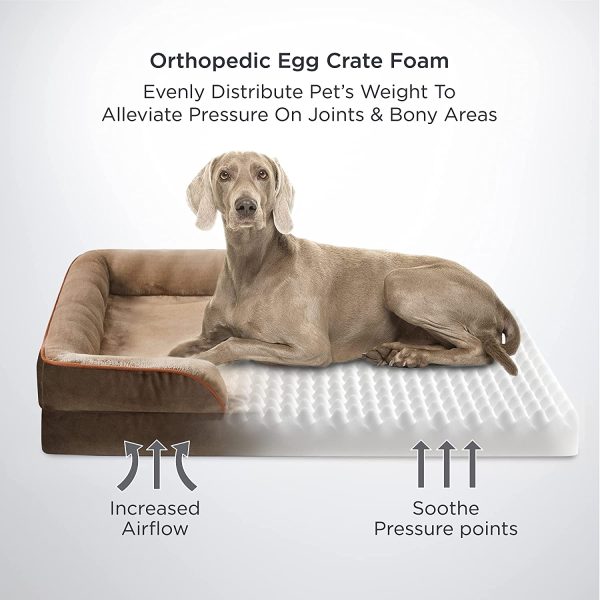 Bedsure Orthopedic Dog Bed for Medium Dogs - Waterproof Dog Bed Medium, Foam Sofa with Removable Washable Cover, Waterproof Lining and Nonskid Bottom Couch, Pet Bed, Brown - Image 4