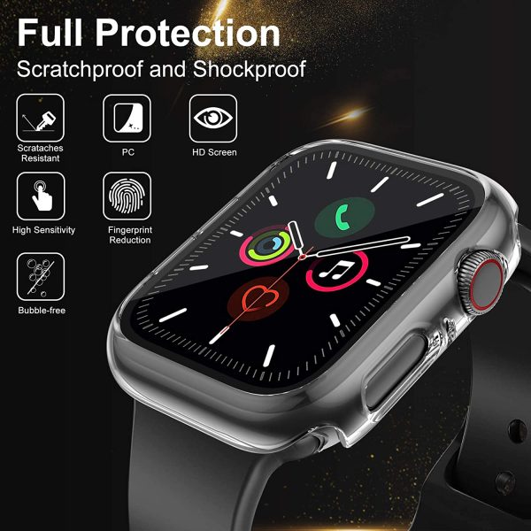 CAVN 3-Pack Screen Protector Case Compatible with Apple Watch Series 7/6/5/4/SE 40mm 41mm 44mm 45mm, Tempered Glass Cover Protective PC Case with Glass Cover, HD Clear Accessory - Image 7