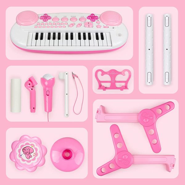 Toddler Piano Toy Keyboard for Kids, 31-Key Electronic Musical Instrument with Microphone, Pink Multifunctional Music&Sound, Educational First Birthday Gift Toys for 3 4 5 6 7 Year Old Girls Boys - Image 6