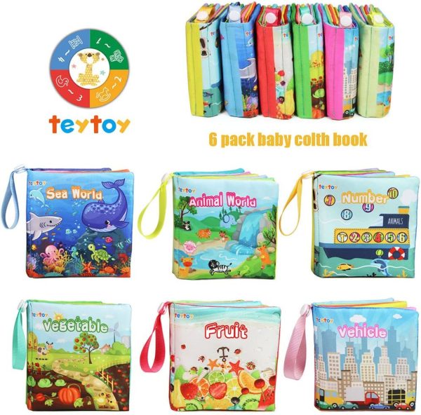 Baby's First Soft Cloth Book, TEYTOY Cloth Books for Babies Fabric Cloth Books Early Education Toys Activity Crinkle Cloth Book for Toddler, Infants and Kids Perfect for Baby Shower -Pack of 6 - Image 5