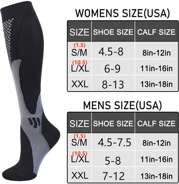 3 Pairs Compression Socks for Women and Men, High Long Stockings for Running, Medical, Circulation and Recovery(20-30 mmHg) - Image 5