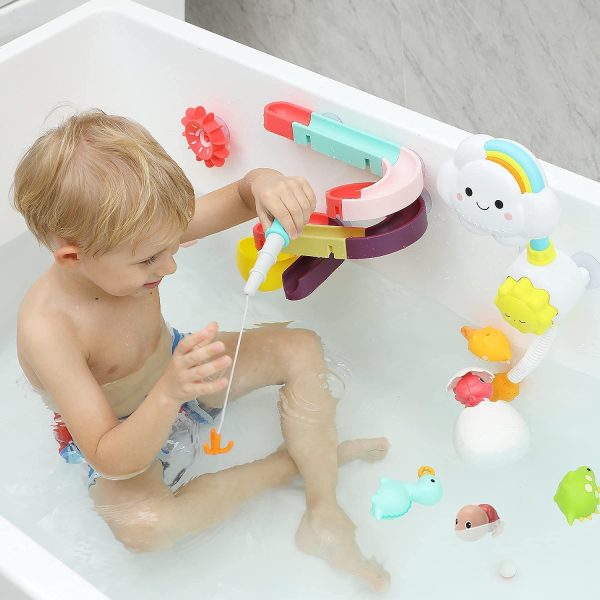 cute stone Bath Toy Bathtub Toy with Shower and Floating Squirting Toys, Fishing Game for Toddles and Babies - Image 2