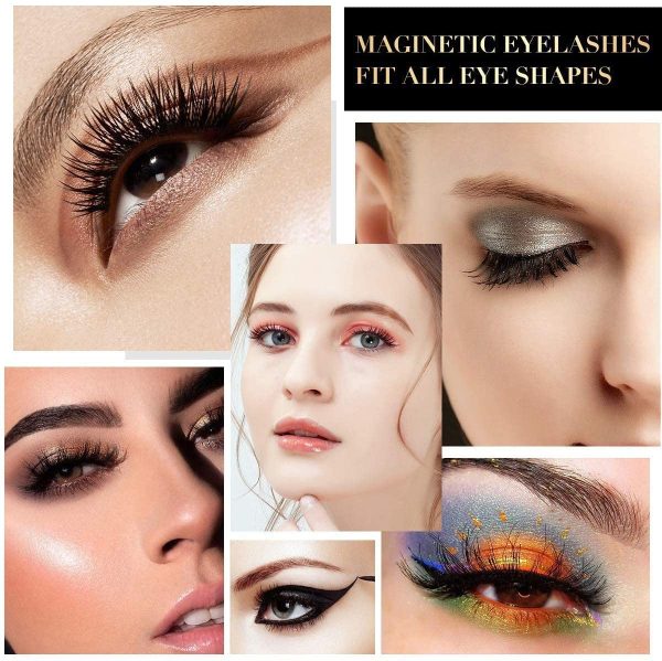 Magnetic Eyelashes and Eyeliner Kit, Waterproof Magnetic Eyeliner for Natural Magnetic Eyelashes Set With Reusable False Lashes (3 Pairs) - Image 4