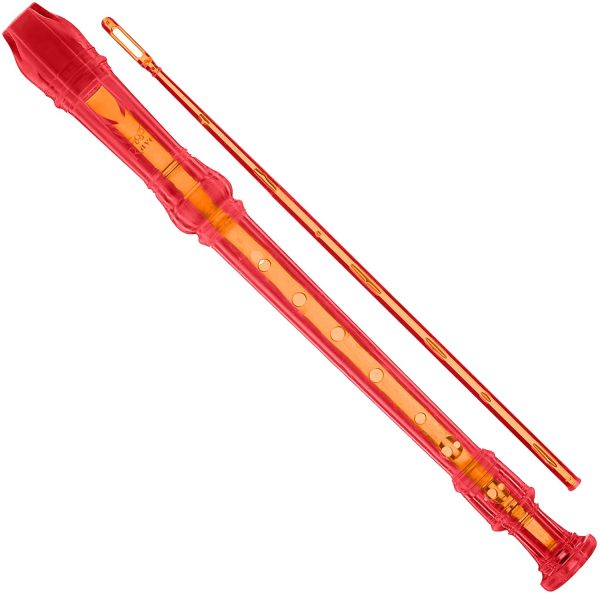 Ravel PR19CRD Transparent Recorder with Cleaning Rod and Bag, Red