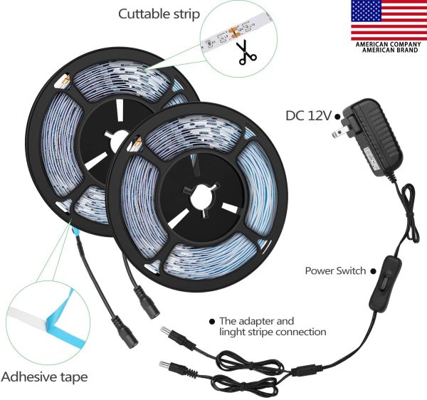 33ft UV LED UV Black Light Strip Kit, 600 Units UV Lamp Beads, 12V Flexible LED Blacklight Fixtures, 5m/Lot LED Tape Ribbon, Non-Waterproof Purple Flexible Tape Lamp for Indoor DJ Fluorescence, Dance, Party, Stage - Image 4