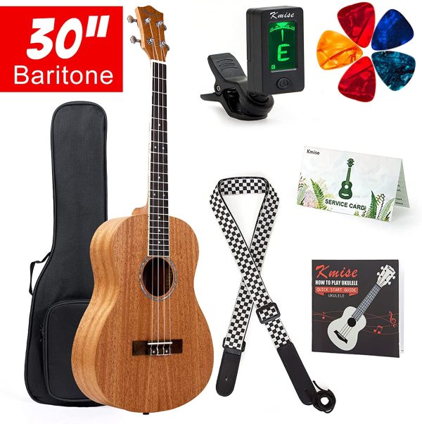 Baritone Ukulele 30 Inch Ukelele Uke 4 String Guitar With Ukele Picks Strap Tuner G-C-E-A String (Mahogany Top Mahogany Back Side) - Image 2