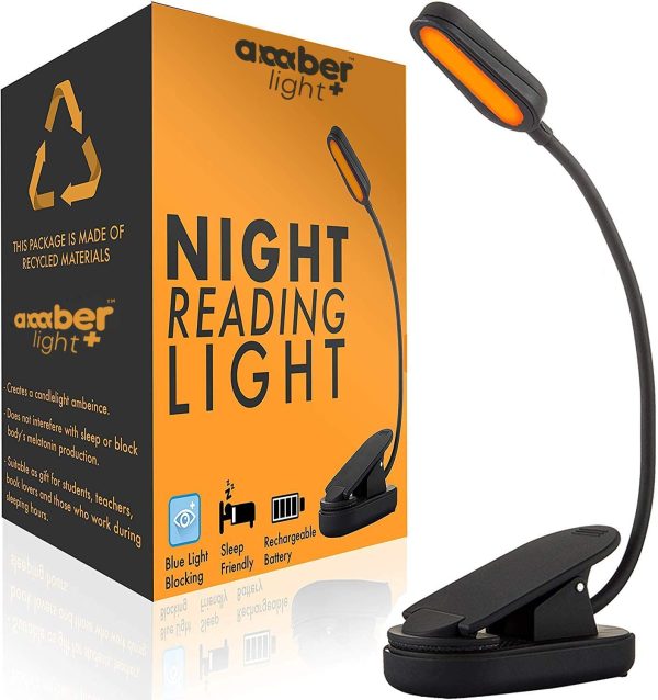 Book Light by Amber Light +. Blue Light Blocking. Giftable Night Reading Light. Rechargeable. 1600K Warm Color for Reading in Bed at Night. Thoughtful Gift for Book Readers and Night Time Workers. - Image 3