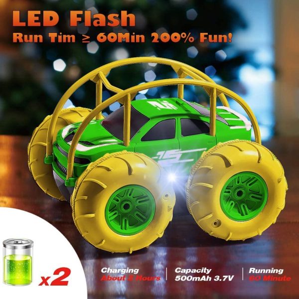 Remote Control Car, RC Cars Amphibious Land & Water Toy Off-Road RC Boat, 360??Flip Rotation Stunt Car with Sidelights for Toddlers 3 4 5 6 7 8 9 10 11 12 Years Kids Boys Girls