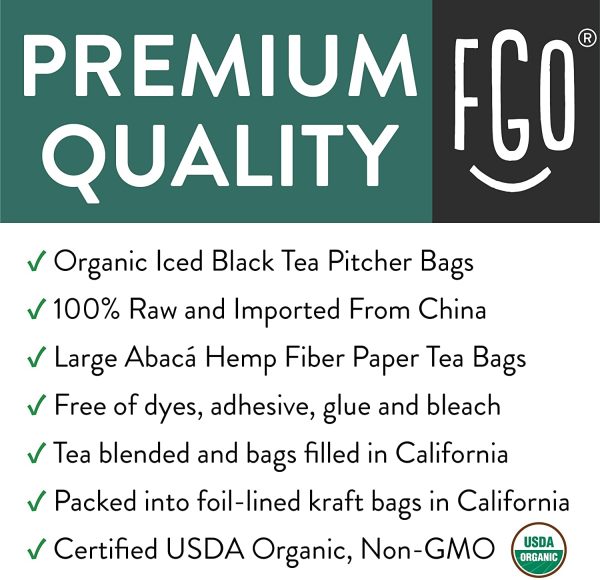 Black Iced Tea Bags | 6 Pitcher Bags | Eco-Conscious Tea Bags in Kraft Bag | by FGO - Image 3