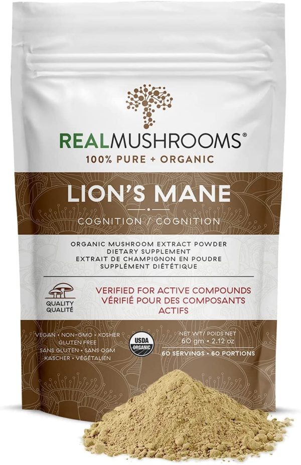 Lions Mane Mushroom Extract Powder by Real Mushrooms - Certified Organic - 60g Bulk Lion's Mane Mushroom Powder - Perfect for Shakes, Smoothies, Coffee and Tea - Image 7