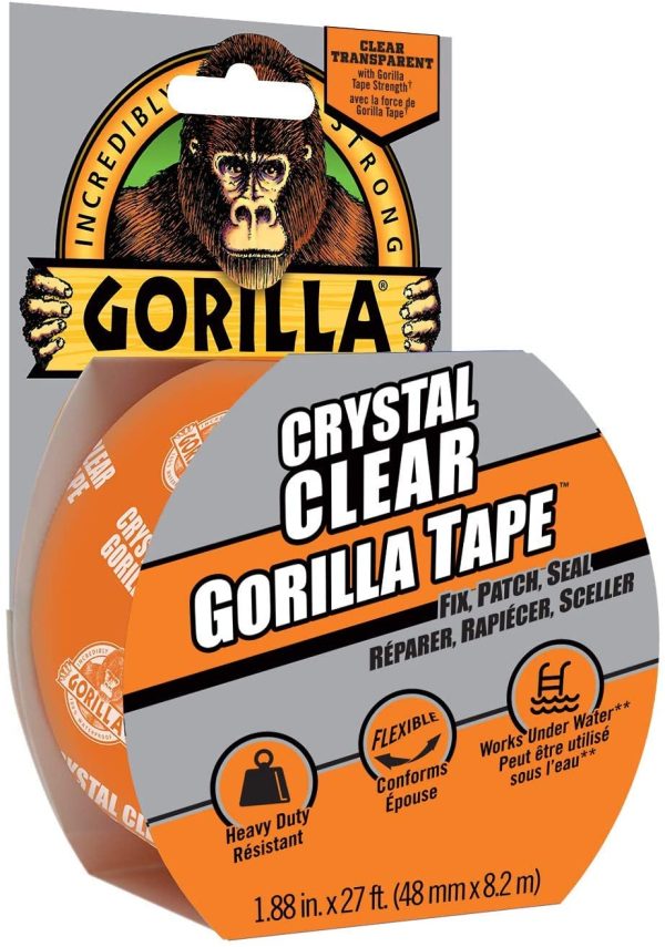 Crystal Clear Tape, Duct, Utility, Non-Yellowing, Heavy Duty, Extra Thick Adhesive, Flexible, UV Temperature Resistant, 1.88 in x 27 ft, (Pack of 1), 6127002 - Image 2