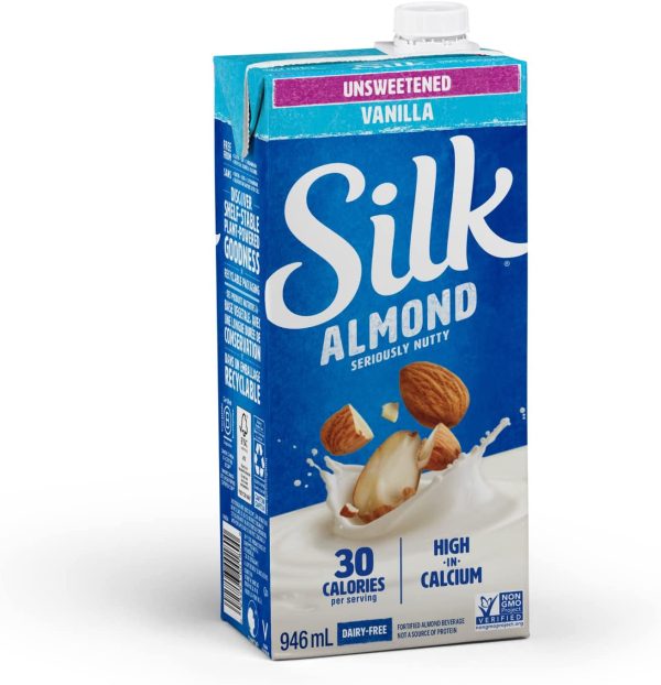 SILK Unsweetened Vanilla Almond Milk - 12 Pack - 946ml - Plant-Based Beverage - No Added sugar - Dairy-Free - Vegan - Shelf Stable - Non-GMO - Image 5