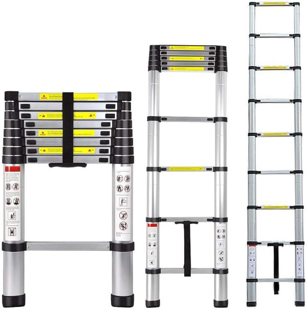 Telescopic Ladder 8.5ft - ARCHOM Aluminum Folding Ladder Collapsible Extendsion Telescoping Ladder for Roof with EN131 Certified 330lbs Max Capacity - Image 9