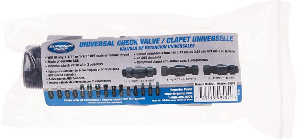 Superior Pump 99555 Universal Check Valve; fits all: 1-1/4" and 1-1/2" MPT and FPT - Image 2