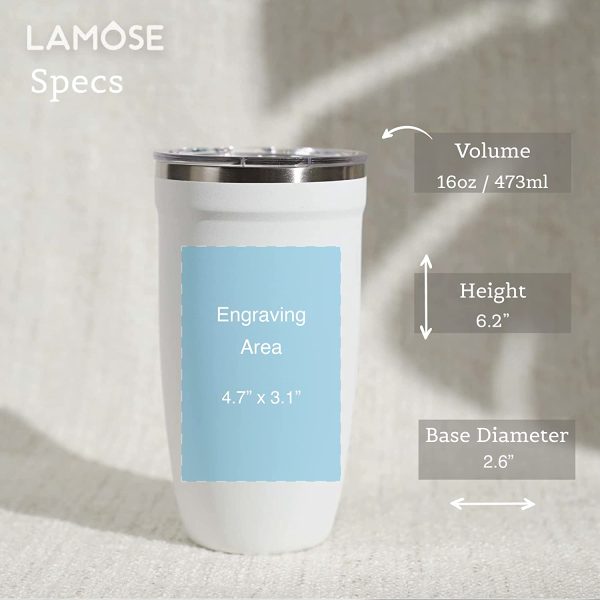 Custom Monogram Engraved Insulated Coffee Tumbler, Personalized Initial Letter Thermos Travel Mug, Laser Etched Stainless-Steel Gift LAMOSE Peyto 16oz (Midnight) - Image 5