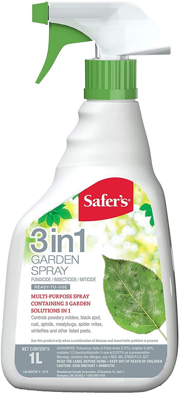 Safer's 3-in-1 Garden Spray 1L Ready-to-Use Spray 49-5470CAN6