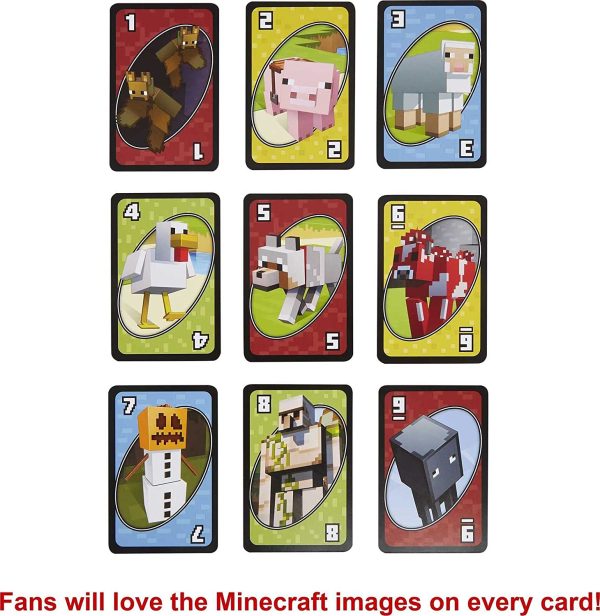 UNO Minecraft Card Game Videogame-Themed Collectors Deck 112 Cards with Character Images, Gift for Fans Ages 7 Years Old & Up - Image 5