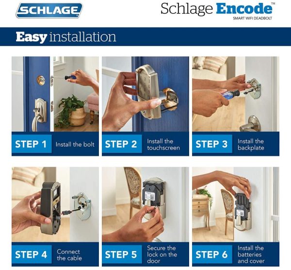 SCHLAGE Encode Smart WiFi Deadbolt with Century Trim in Matte Black (BE489WB CEN 622) - Image 2