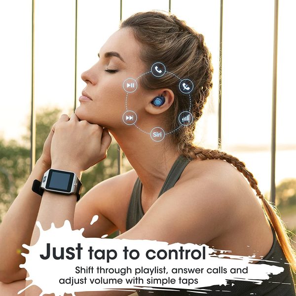 Wireless Earbuds, Bluetooth Headphones Sport, Wireless Earphones Punchy Bass w/Typc-C/25Hrs Playtime/IPX8 Waterproof/Noise Cancellation for Running, Jogging, Gift, Black (Black) - Image 7