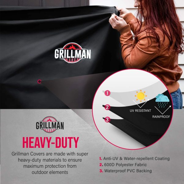 Grillman Premium BBQ Grill Cover, Heavy-Duty Gas Grill Cover for Weber Spirit, Weber Genesis, Char Broil etc. Rip-Proof & Waterproof (30" L x 26" W x 43" H, Black) - Image 6