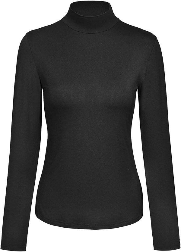 KLOTHO Women??s Slim Fitted Mock Turtleneck Tops Long Sleeve Lightweight Base Layer Shirts - Image 2