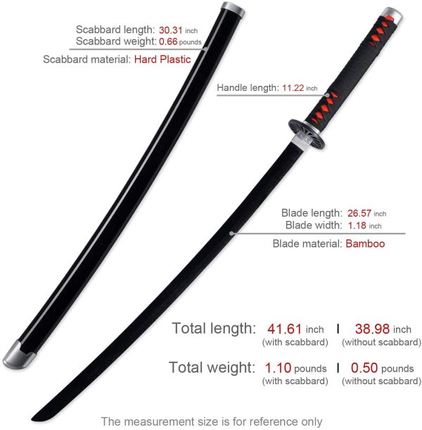 Zisu Bamboo Blade Demon Slayer Sword, About 41 inches, Hashira Pillars & Protagonist Katana, Anime Original Texture - Image 5