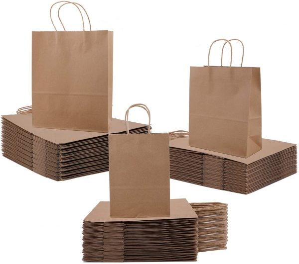 Yesland 75 Pcs Kraft Paper Bags, Brown Kraft Bags, Paper Shopping Bags & Party Bags with Handles, Great for Shopping, Gift Bags and Merchandise Bags Use - Image 2