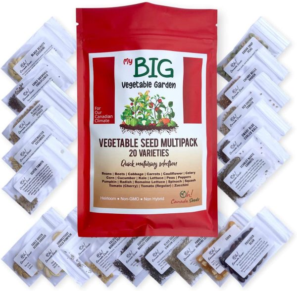 Oh! Canada Seeds 20-Vegetable Garden Seed Variety Pack - All Natural and 100% Non-GMO Heirloom Seeds Vegetables for Planting in Canada - Seed Kit for Live Plants - Plant Seeds, Garden Seeds, Semences Jardin - Image 4