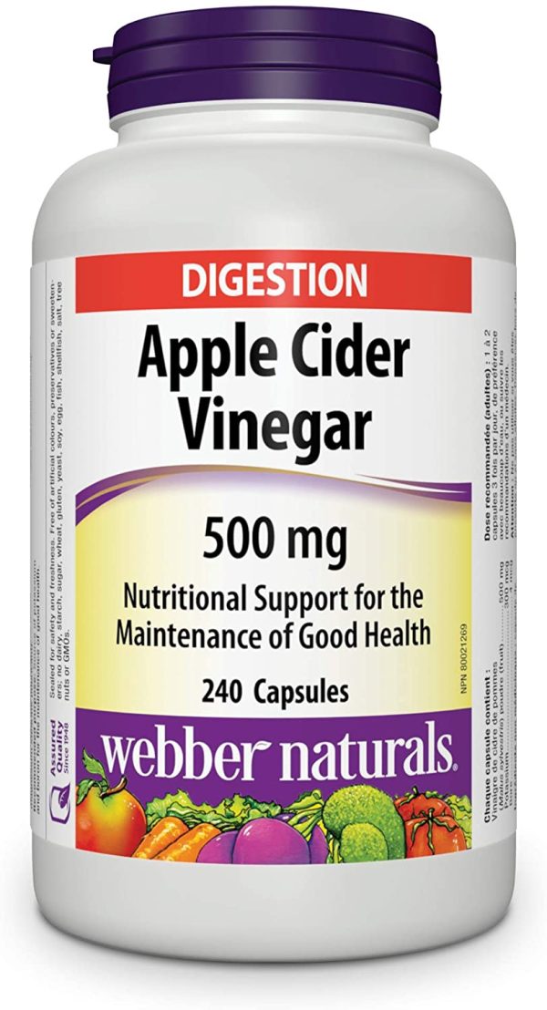 Webber Naturals Apple Cider Vinegar Capsules, 500 mg, 240 Count - Image 8