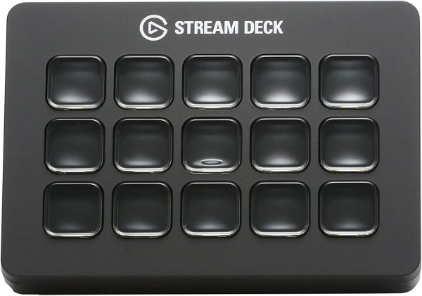 Stream Deck - Tactile Control Interface, 15 Customizable LCD Keys, Trigger Actions in apps, OBS, Twitch, YouTube and More, Detachable USB-C, Windows 10, macOS 10.13 or Later Black 10GBA9901