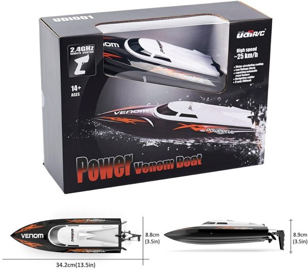 RC High Speed Boat Toys, Remote Control Toys for Adults and Kids, High Speed up to 25KM/H, Water Cooling System, Self-righting System, RC Boat for Pool/Lake/Outdoor, Upgraded Battery, Orange, Gift. (Black) - Image 4