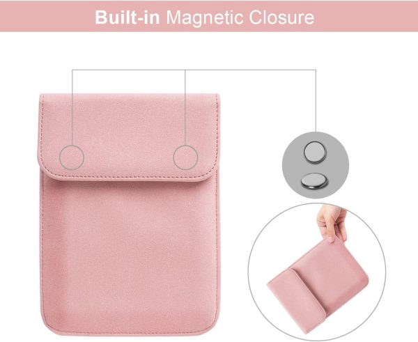 WALNEW 6-Inch Sleeve for Kobo Clara HD/Kobo NIA/Kobo Aura/Kindle 10th Gen 2019/Kindle Paperwhite 10th Gen 2018, Protective Pouch Case Bag for Kindle Voyage/Old version 6?? Kindle or Kindle Paperwhite, Pink - Image 4