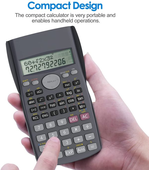 2-Line Engineering Scientific Calculator, Suitable for School and Business, Black - Image 3