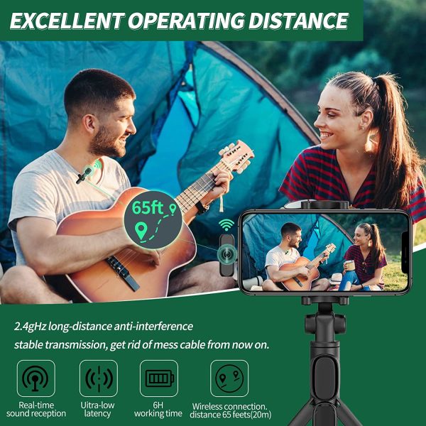 Wireless Lavalier Microphone for iPhone iPad, Cordless Plug-Play Lapel Mic 2.4Ghz Mini for TikTok YouTube Live Stream Video Recording - Noise Reduction, Auto Sync, No App & Bluetooth Required