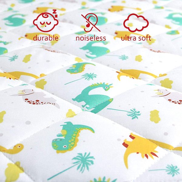 Pack n Play Mattress Protector Dinosaur, Toddler and Baby Mini Crib Mattress Pad Cover, Soft, Breathable, 39"??27"??5" Fitted Graco Play Yards, Foldable Mattresses, Portable Mini Cribs