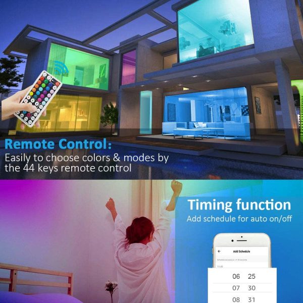 LED Strip Lights, 16.4ft RGB LED Lights Strip with Bluetooth and APP Control Music Sync Color Changing with 44 Keys Remote, Timing Function for Bedroom, TV, Party, DIY Decoration - Image 4