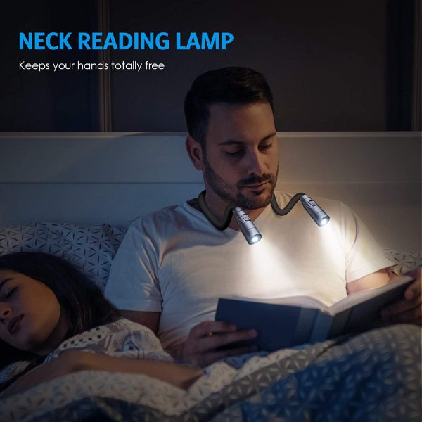 Upgraded  LED Neck Reading Light, Book Light for Reading in Bed, 3 Colors, Brightness Adjustable, Bendable Arms, Rechargeable, Long Lasting, Perfect for Reading, Knitting, Camping, Repairing - Image 6