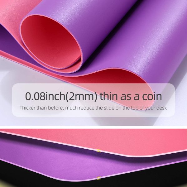 Multifunctional Office Desk Pad, Ultra Thin Waterproof PU Leather Mouse Pad, Dual Use Desk Writing Mat for Office/Home (23.6" x 13.7", Aconite Violet+Eosine Pink) - Image 8