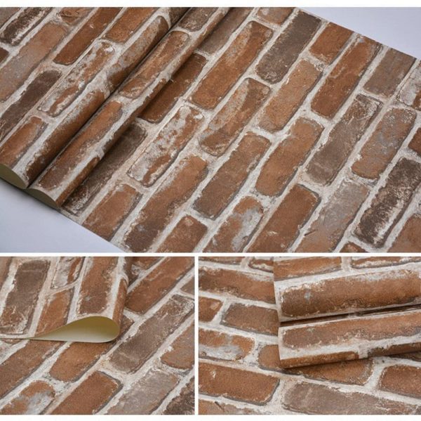 Peel & Stick Brick Wallpaper, Brown Brick Pre-Pasted Wallpaper, Self-Adhesive Kitchen Wallpaper, Vinyl Wallpaper For Home Decoration, 3 Meters x 44cm - Image 2