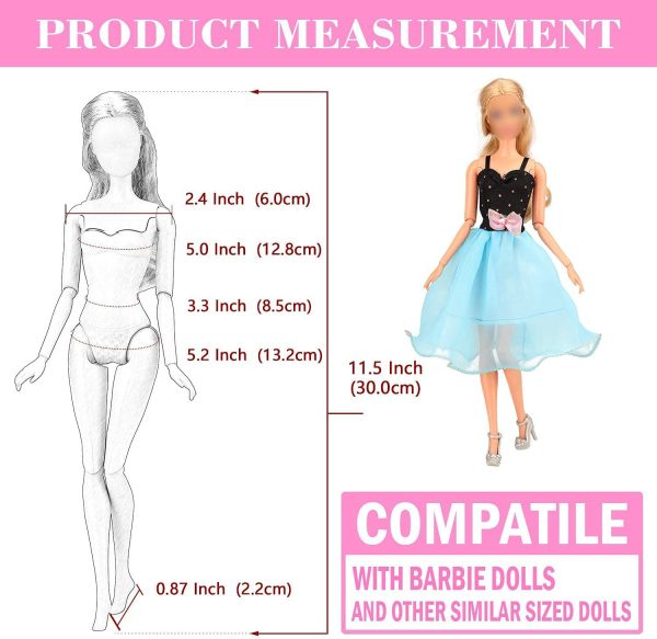 Barwa  PCS Doll Clothes 3 PCS Wedding Grown Dresses 5 PCS Fashion Outfits 5 Sets Mini Dresses 3 Sets Bikini Swimsuits for 11.5 Inch Girl Doll - Image 6