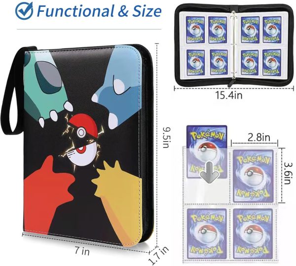 4 Pocket Trading Card Binder, Card Collector Album Holder Fits 400 Cards with 50 Removable Sheets, Carrying Case Binder Book Folder Organizer for Boys and Girls - Image 6