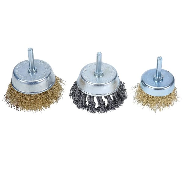 AuInn Wire Brush Drill Attachments Kit Knotted & Crimped Wire Cup Wheels Brush with 1/4-Inch Shank for Rust Removal (13 PCS)