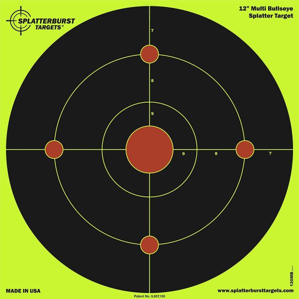 Splatterburst Targets - 12 inch Multi-Bullseye Reactive Shooting Target - Shots Burst Bright Fluorescent Yellow Upon Impact - Gun - Rifle - Pistol - Airsoft - BB Gun - Pellet Gun - Air Rifle - Image 2