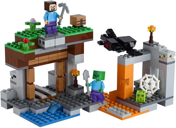 LEGO Minecraft The Abandoned Mine 21166 Zombie Cave Battle Playset with Minecraft Action Figures and a Toy Spider, New 2021 (248 Pieces)