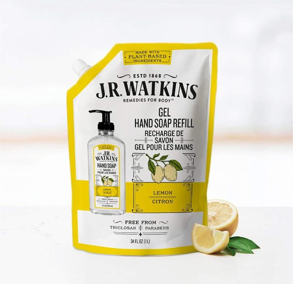 J.R. Watkins Lemon Gel Hand Soap Refill Pouch, Scented Liquid Hand Wash for Bathroom or Kitchen, USA Made and Cruelty Free, 1 Liter - Image 4