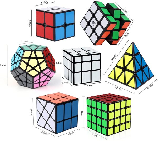 Roxenda Speed Cube Set, Speed Cube Bundle of 2x2 3x3 4x4 Megaminx Windmill Mirror Cube and Pyramid Cube Smoothly Magic Cubes Collection for Kids & Adults [ Pack] - Image 3