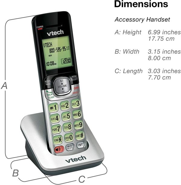 CS6529-2 DECT 6.0 Phone Answering System with Caller ID/Call Waiting, 2 Cordless Handsets, Silver/Black - Image 4